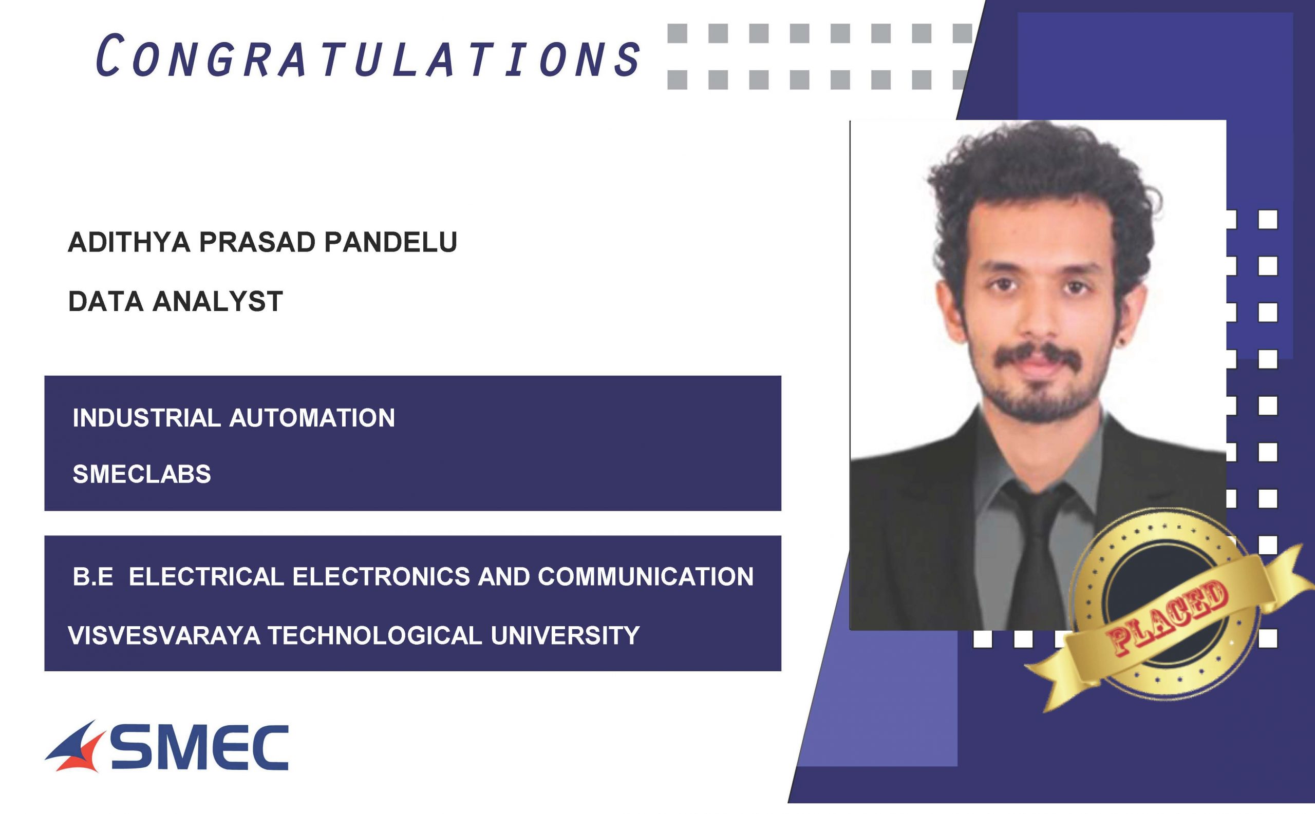 Adithya Prasad Pandelu Placed Successfully as Data Analyst - PlacementShala